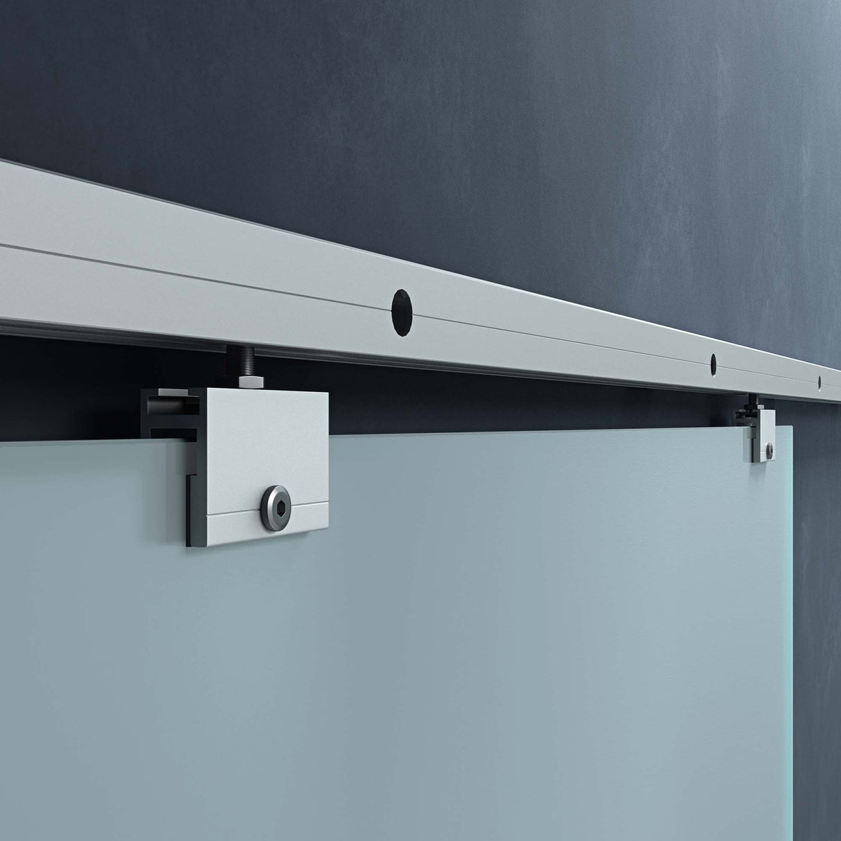 Porta scorrevole in vetro Glasvilla, set completo Amalfi, altezza 2050 mm, tipo di maniglia: maniglia a barra, inclusa chiusura ammortizzata automatica, vetro di sicurezza ESG da 8 mm.