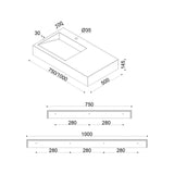glasvilla Lavabo da Appoggio da Marmo Fuso Lavabo Bagno Sospeso Lavandino Bagno Rettangolare Col11