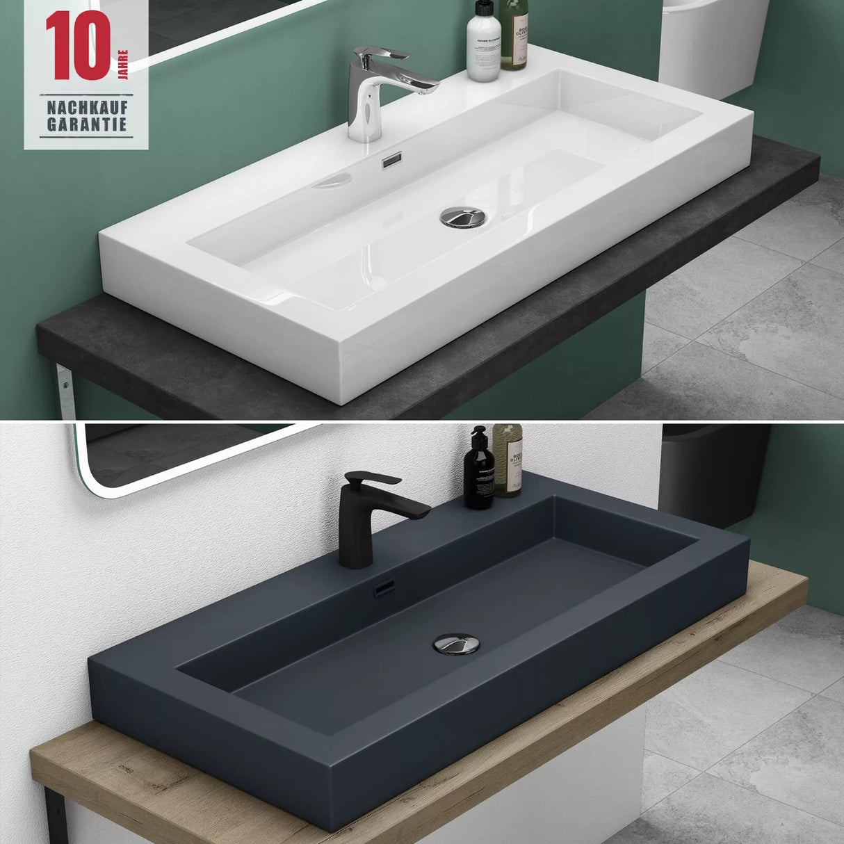 glasvilla Lavabo da Appoggio da Marmo Fuso Lavandino Bagno Rettangolare con 1 Foro per Rubinetto Colossum18