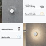 glasvilla lampada da parete per esterni 6W LED lampada da parete | Lampada da giardino per esterni, 3000K con sensore di movimento | Lampada da esterno ⌀300X65mm IP65 LunaLights 