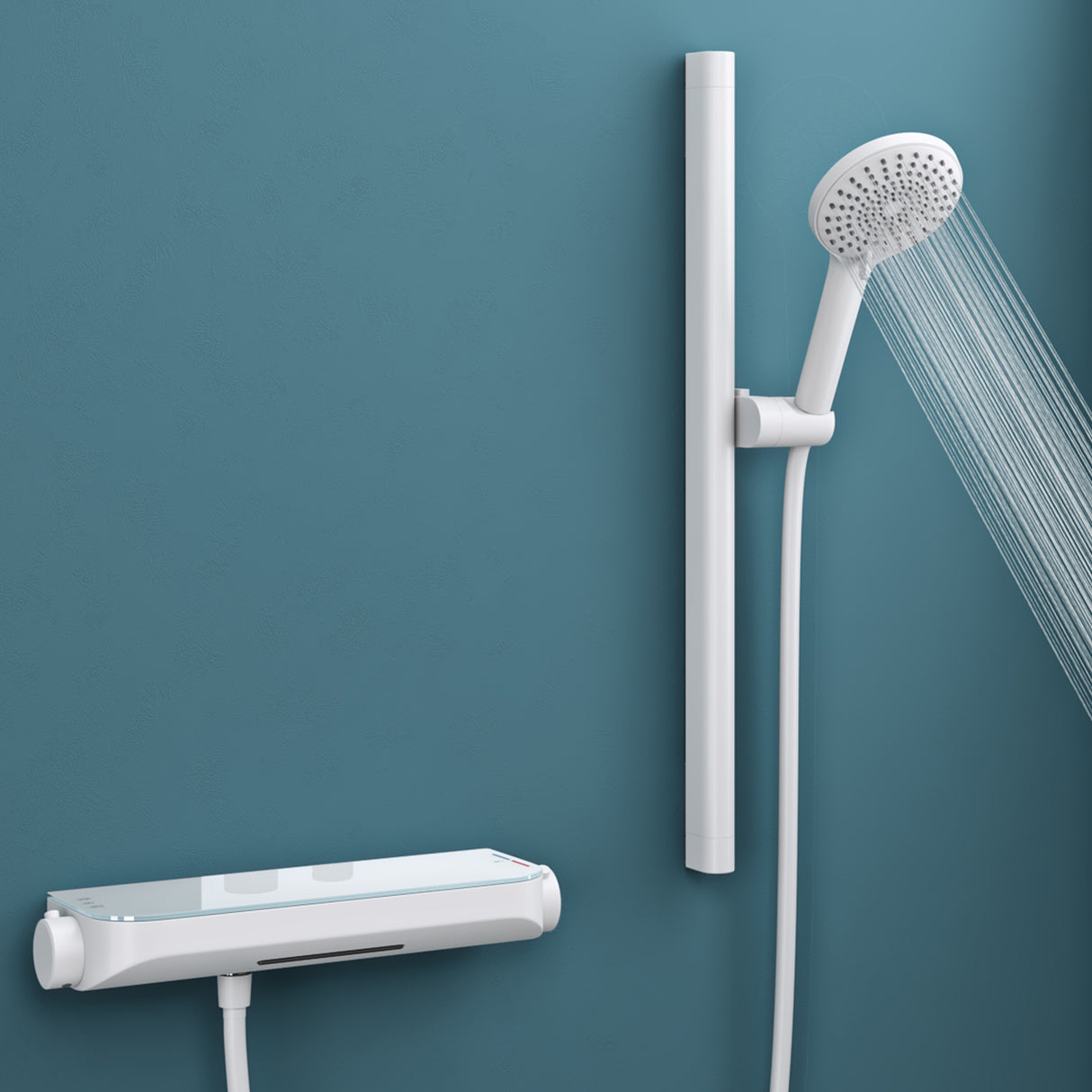 sistema de ducha glasvilla con termostato, conjunto completo de grifería de ducha con bloqueo de seguridad, ducha regulable en altura con 3 tipos de chorro y salida inferior de latón sistema de ducha9