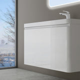 glasvilla Mobile Bagno Sospeso Mobile da Bagno con Cassetto a Chiusura Soft Close e Lavabo da Marmo fuso, Ancona