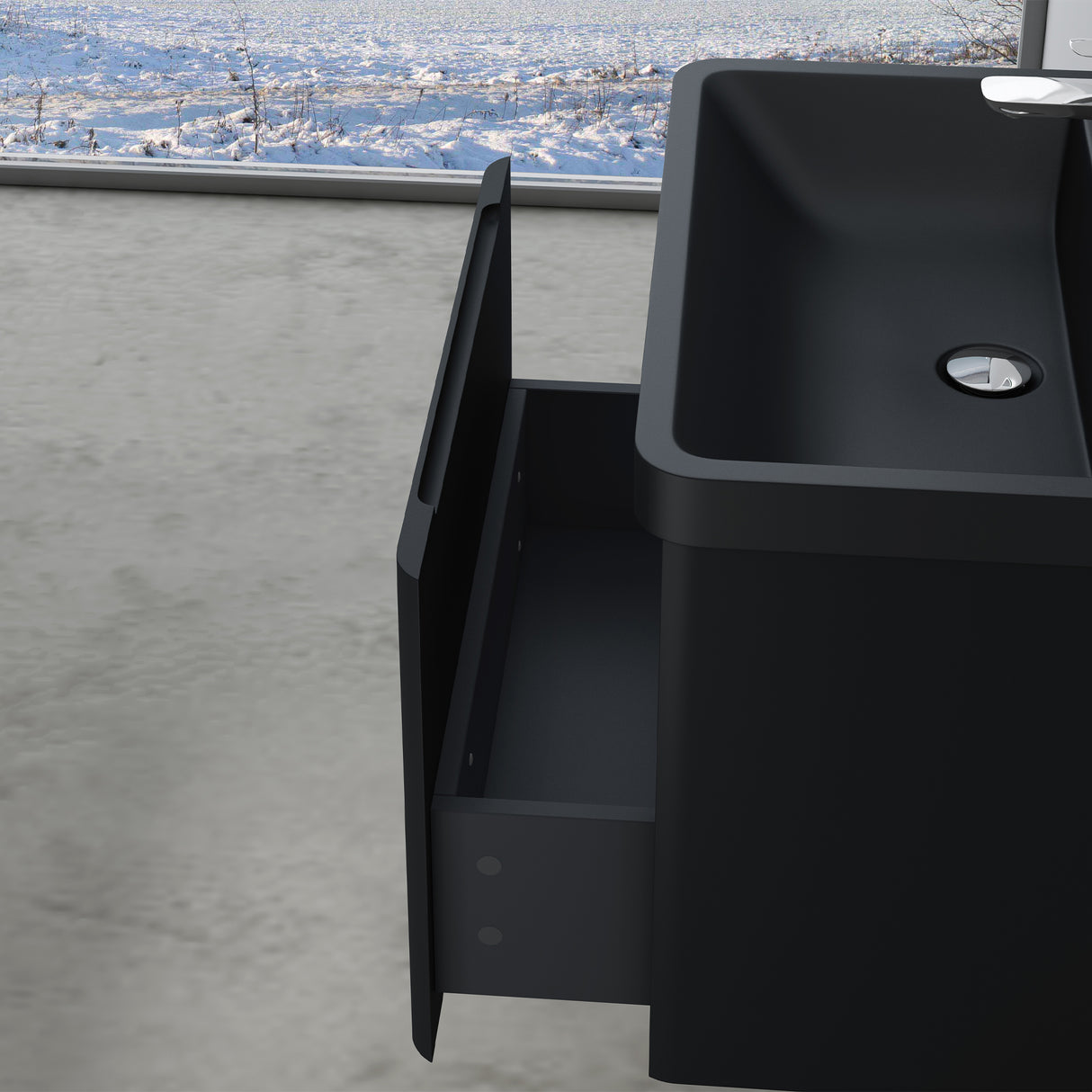glasvilla Mobile Bagno Sospeso Mobile da Bagno con Cassetto a Chiusura Soft Close e Lavabo da Marmo fuso, Ancona
