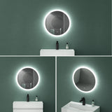 glasvilla Specchio da Bagno Appeso Specchio a LED Rotondo Specchio da Parete con Strato Anti-Appannamento e Interruttore a Sfioramento LED-Spiegel 05