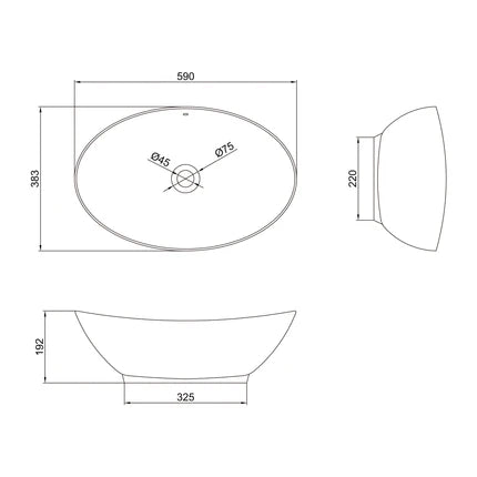 Lavabo de Encimera Ovalado Glasvilla Br818 Cerámica con Recubrimiento Nano