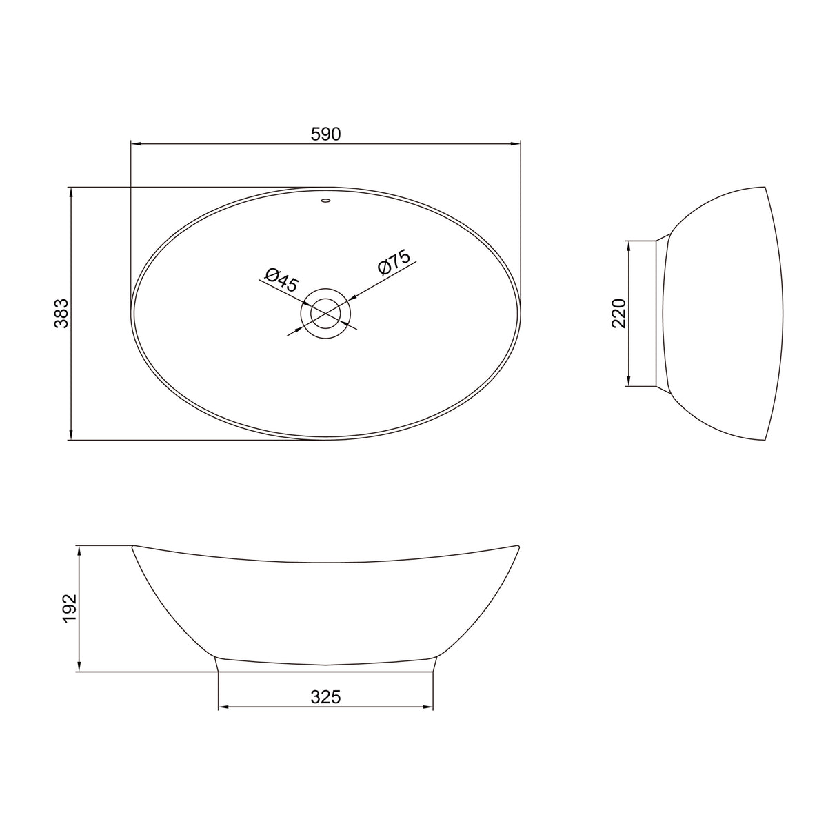 Lavabo Glasvilla da appoggio ovale in ceramica 59x38cm, mobiletto lavabo con rivestimento nano Br818
