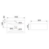 glasvilla Lavabo da Appoggio 45x30.5x10.5cm in Ceramica Lavabo Bagno Sospeso Lavandino Bagno da Appoggio Bianco con Nano-rivestimento Brüssel118c