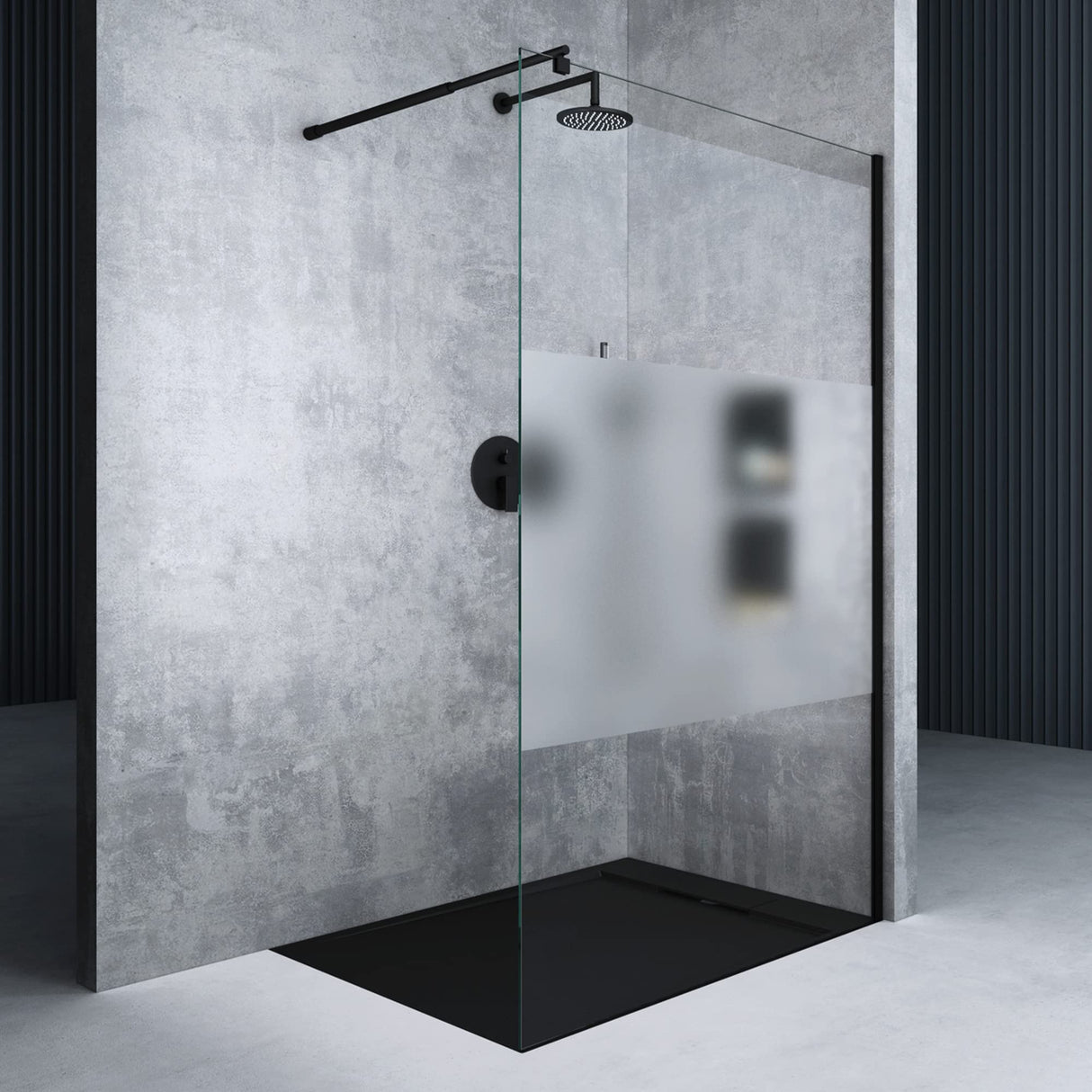 glasvilla Box Doccia Walk-In in Vetro 10mm Parete Doccia in Vetro di Sicurezza ESG con Rivestimento Nano e Braccio di Sostegno BRAM1&BRAM3 Bremen2