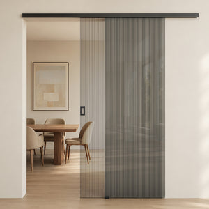 glasvilla Glasschiebetür komplettset Zimmertür Matt Schwarz 8mm ESG-Sicherheitsglas, Schiebetür Glas schwarz gebürstet mit Laufschiene aus Aluminium Muranino-001