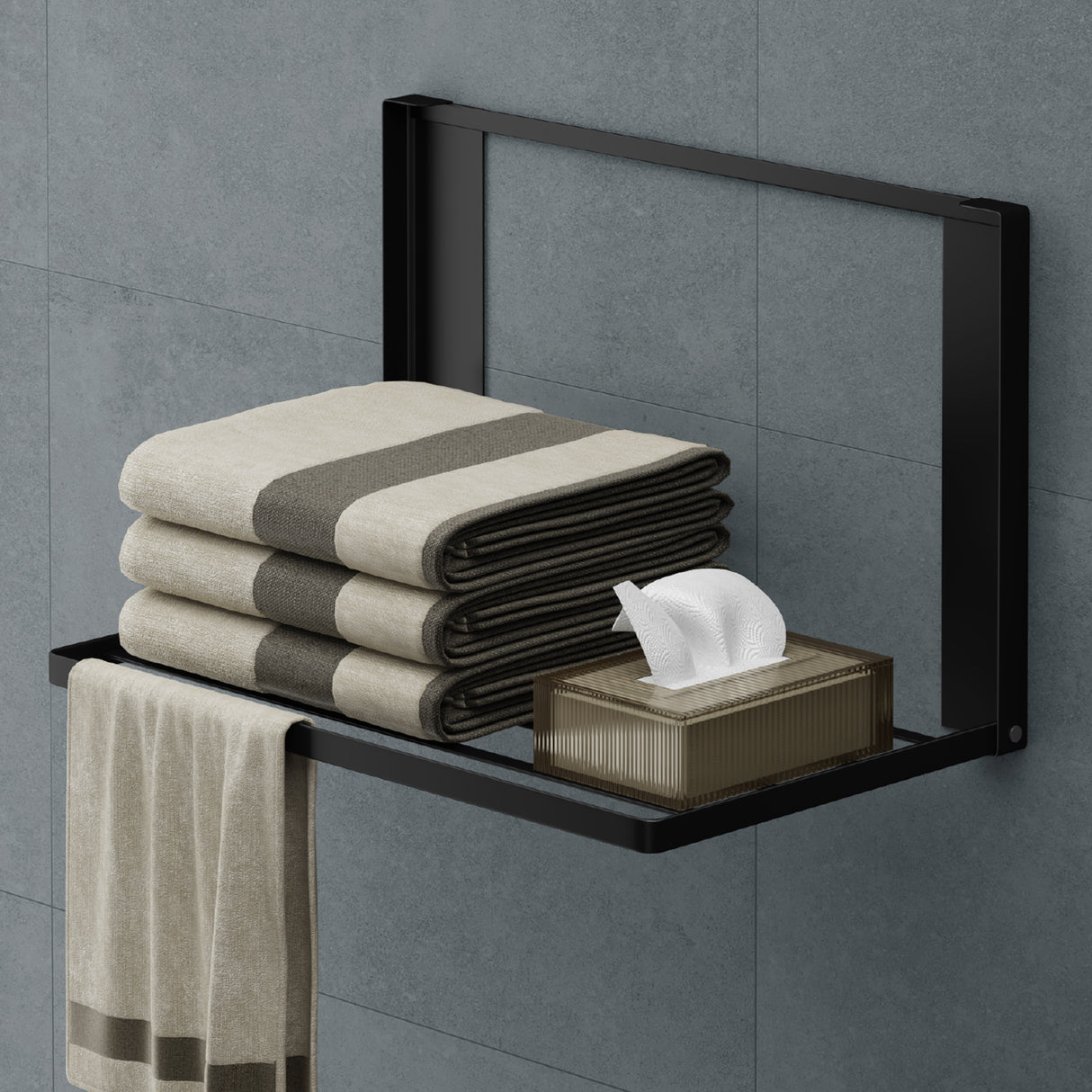Porte-serviettes magnétique Glasvolla pour salle de bain, étagère pliable et murale sans perçage, 41 x 25 cm, multifonctionnel, pour réfrigérateur, salle de bain, cuisine - Folda-01