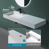 Lavabo Glasvilla, lavabo à poser, lavabo suspendu, en fonte minérale, rectangulaire, meuble-lavabo Col630