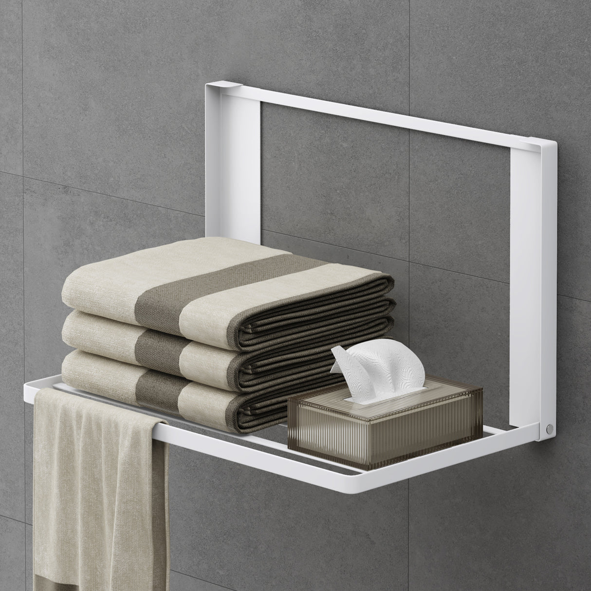 Porte-serviettes magnétique Glasvolla pour salle de bain, étagère pliable et murale sans perçage, 41 x 25 cm, multifonctionnel, pour réfrigérateur, salle de bain, cuisine - Folda-01