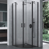 Box doccia Glasvilla a quarto di cerchio con 2 porte pivotanti, vetro di sicurezza ESG, rivestimento nano, Ravenna52K Nero
