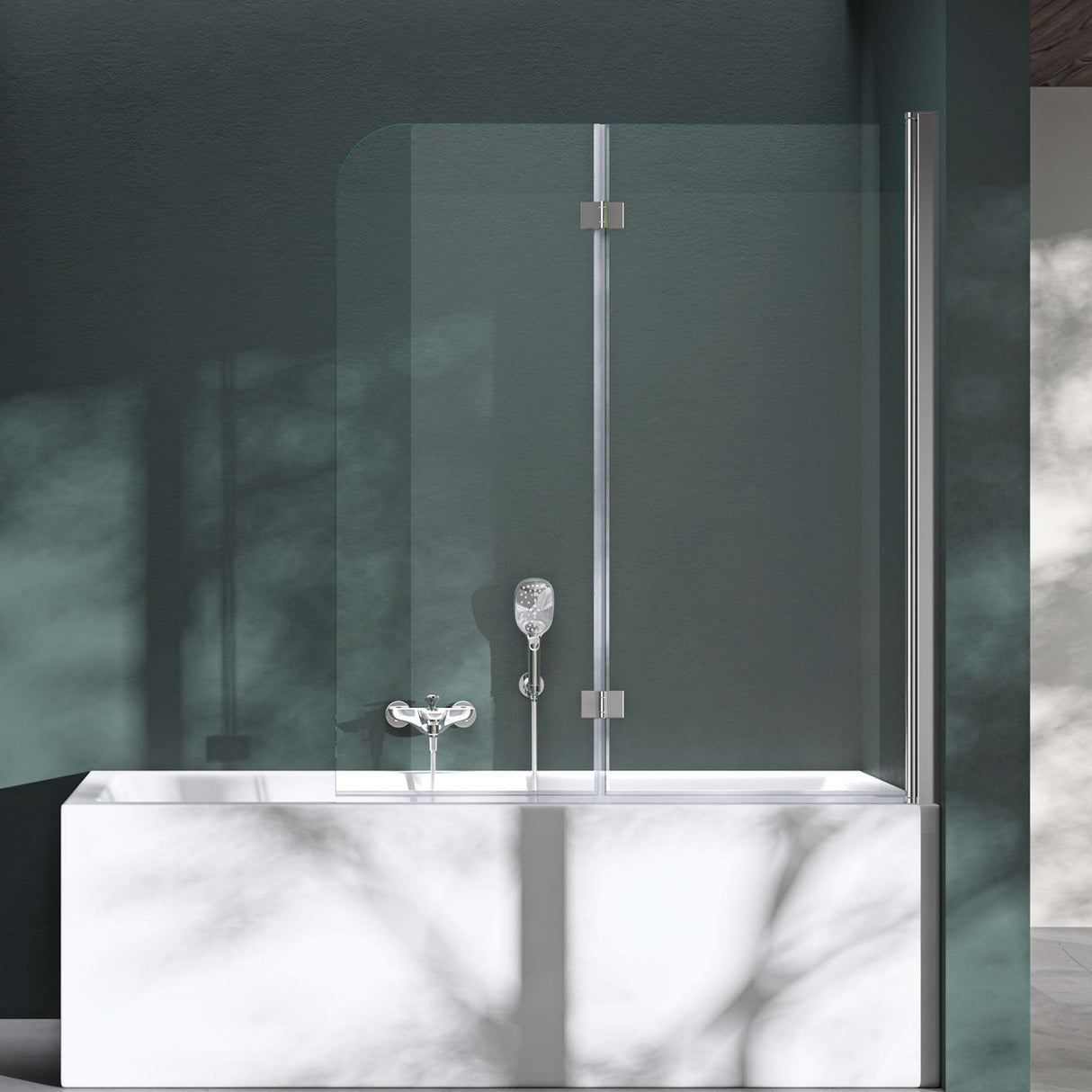 Parete doccia Glasvilla per vasca da bagno, parete vasca pieghevole 180° in vetro di sicurezza con divisorio vasca NANO 120x140cm, supporto vasca Cortona1408