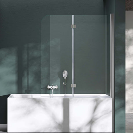Parete doccia Glasvilla per vasca da bagno, parete vasca pieghevole 180° in vetro di sicurezza con divisorio vasca NANO 120x140cm, supporto vasca Cortona1408