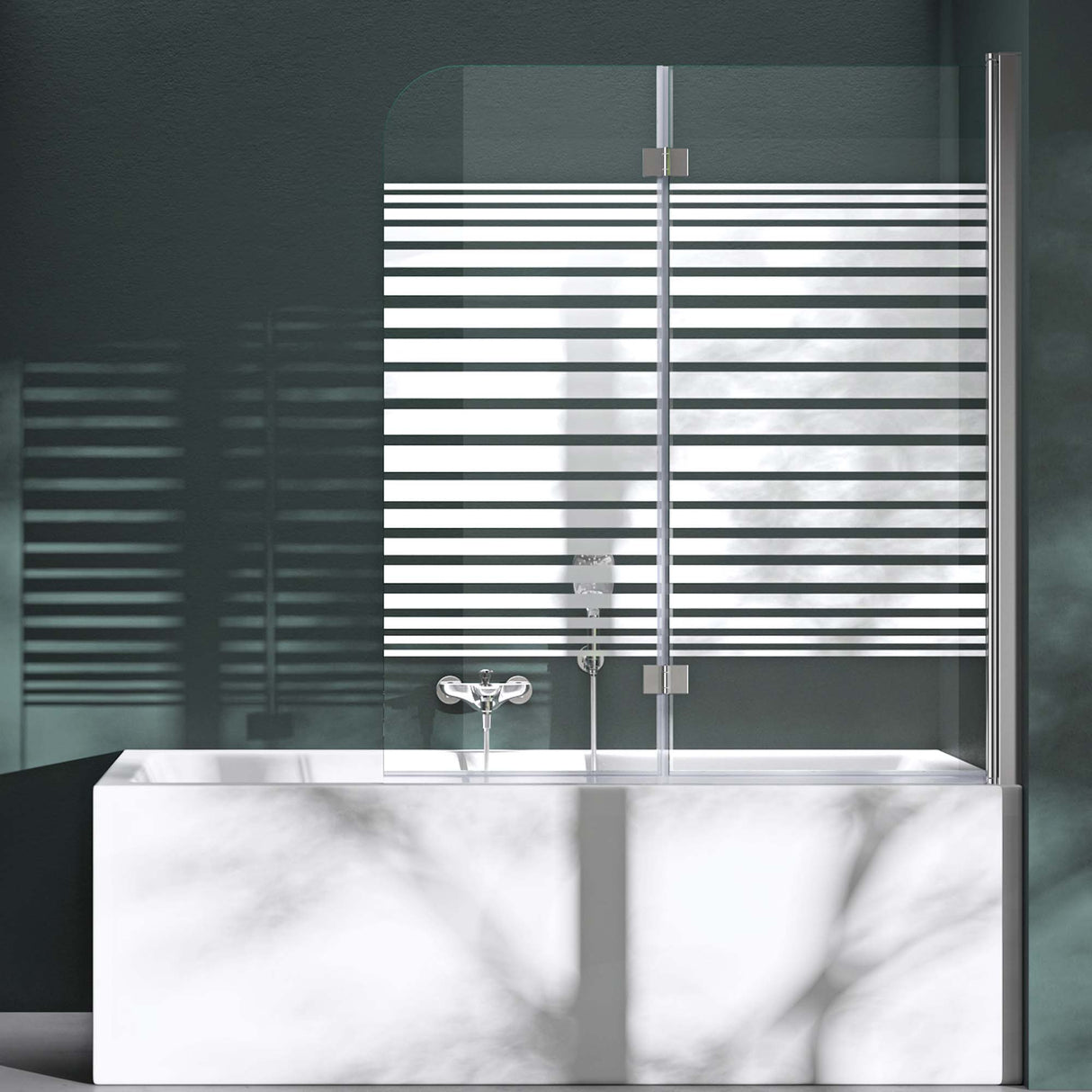 Parete doccia Glasvilla per vasca da bagno, parete vasca pieghevole 180° in vetro di sicurezza con divisorio vasca NANO 120x140cm, supporto vasca Cortona1408
