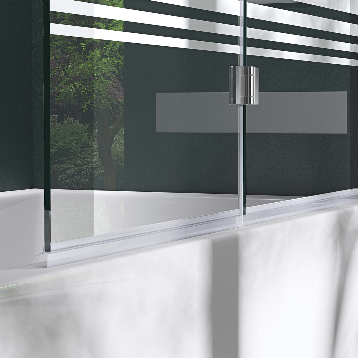 Parete doccia Glasvilla per vasca da bagno, parete vasca pieghevole 180° in vetro di sicurezza con divisorio vasca NANO 120x140cm, supporto vasca Cortona1408