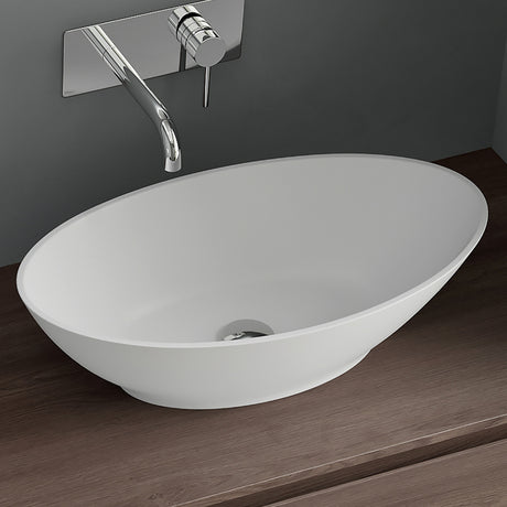 glasvilla Lavabo da Appoggio da Marmo Fuso Lavandino Bagno Bianco Ovale Colossum807