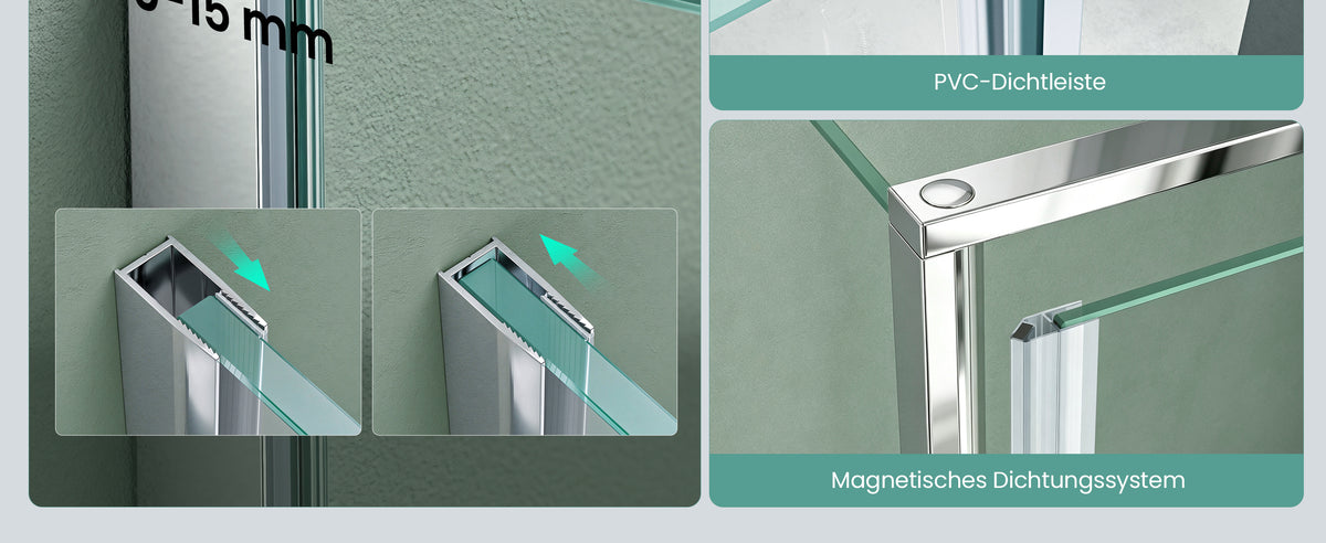 galsvilla Cabina de ducha Separación de ducha 8mm vidrio de seguridad ESG recubrimiento nano mecanismo de elevación y descenso Rav37-Plus