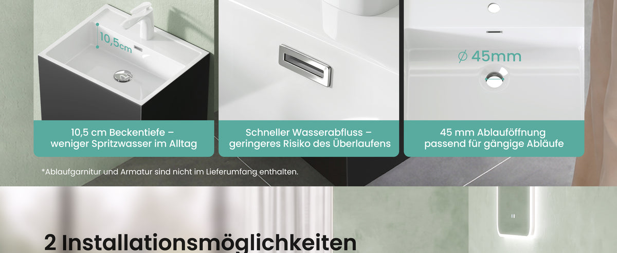 glasvilla Design Standwaschbecken freistehend  aus Mineralguss Waschtisch Col34