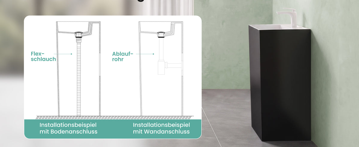 glasvilla Design Standwaschbecken freistehend  aus Mineralguss Waschtisch Col34