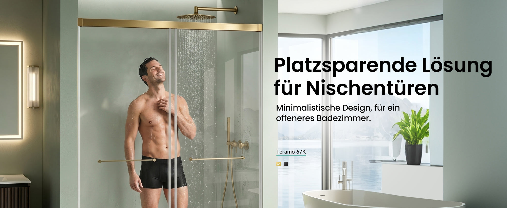 glasvilla Box Doccia Nicchia con Vetro Temperato Trasparente 8mm con Rivestimento Nano, Porta Scorrevole e Maniglia Inox, Porta Doccia con Soft-Close, Teramo67K