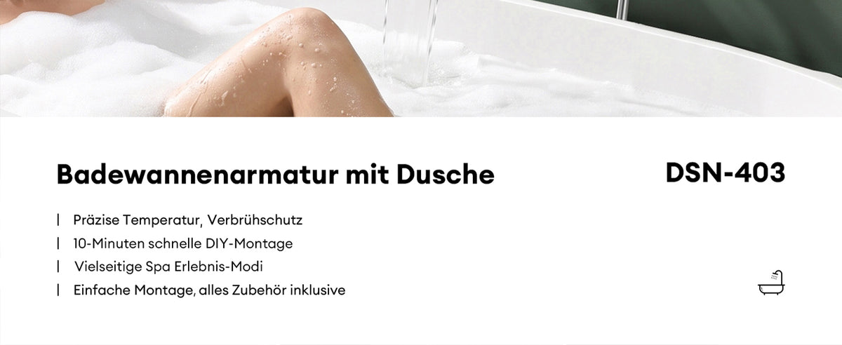glasvilla Rubinetto per Vasca da Bagno con Doccetta a Cascata, Doccino per Doccia in Ottone con Tubo Flessibile e Asta Facile da Installare