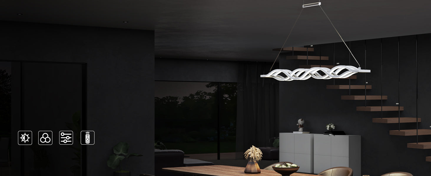 Glasvilla Design – Lámpara colgante LED blanca 106 cm regulable con mando a distancia, 3000K–6000K (60W)