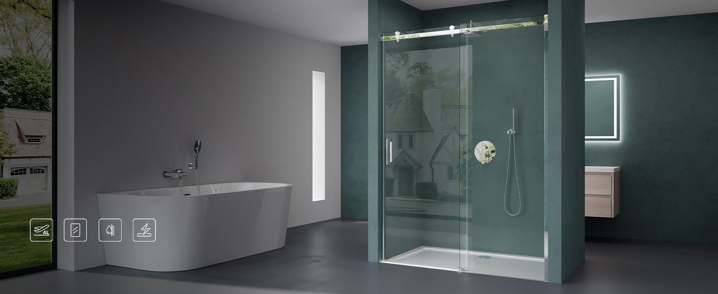 glasvilla Box Doccia per Nicchia Porta Doccia Scorrevole in Vetro di Sicurezza 8mm con Rivestimento Nano Box Cabina Doccia Incasso per Bagno Teramo04