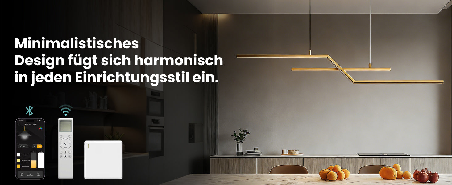 Glasvilla Design – Lámpara colgante LED lineal 105 cm, 3 temperaturas de color 3000K–6000K (18W)