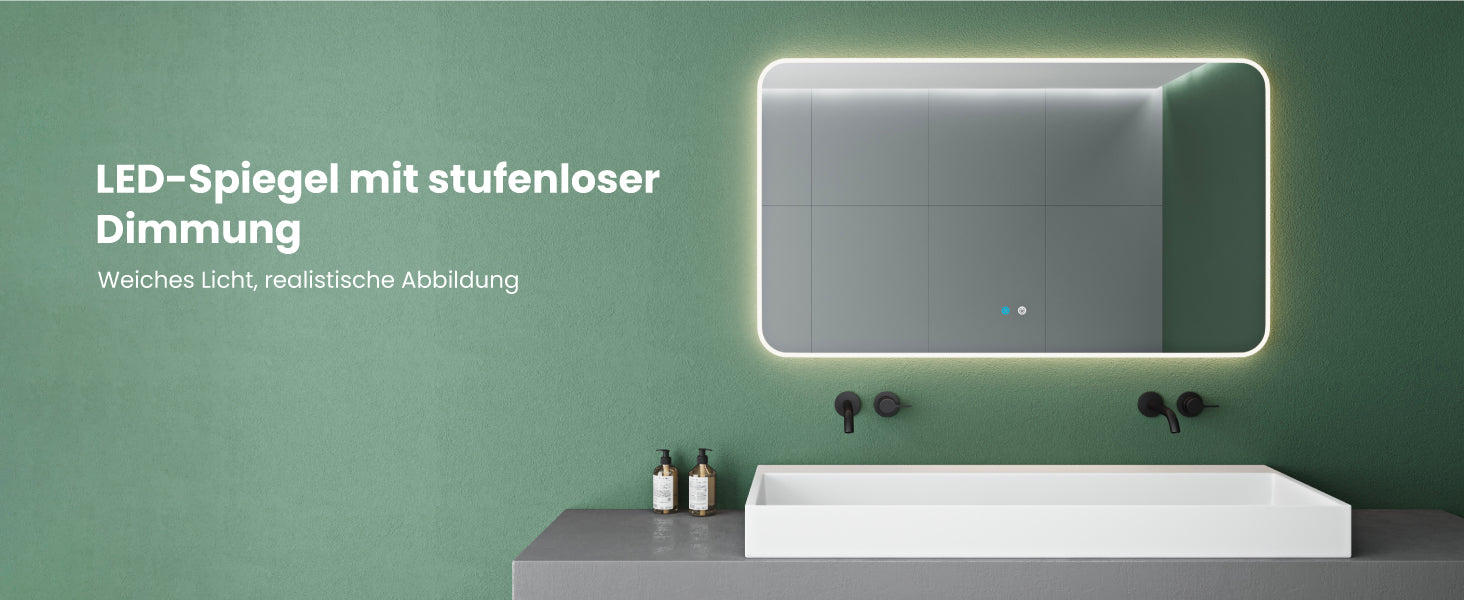 glasvilla Specchio da Bagno Appeso Specchio a LED con Interruttore Touch Specchio da Parete per Il Trucco Anti-Appannamento