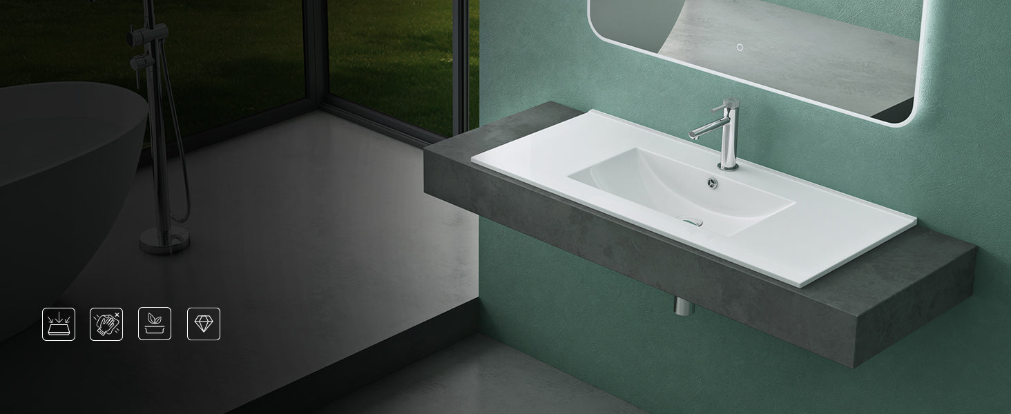 glasvilla Lavabo Incasso in Ceramica Lavabo Sottopiano Bianco Lucido Lavandino Bagno con Nano Rivestimenti Brüssel912