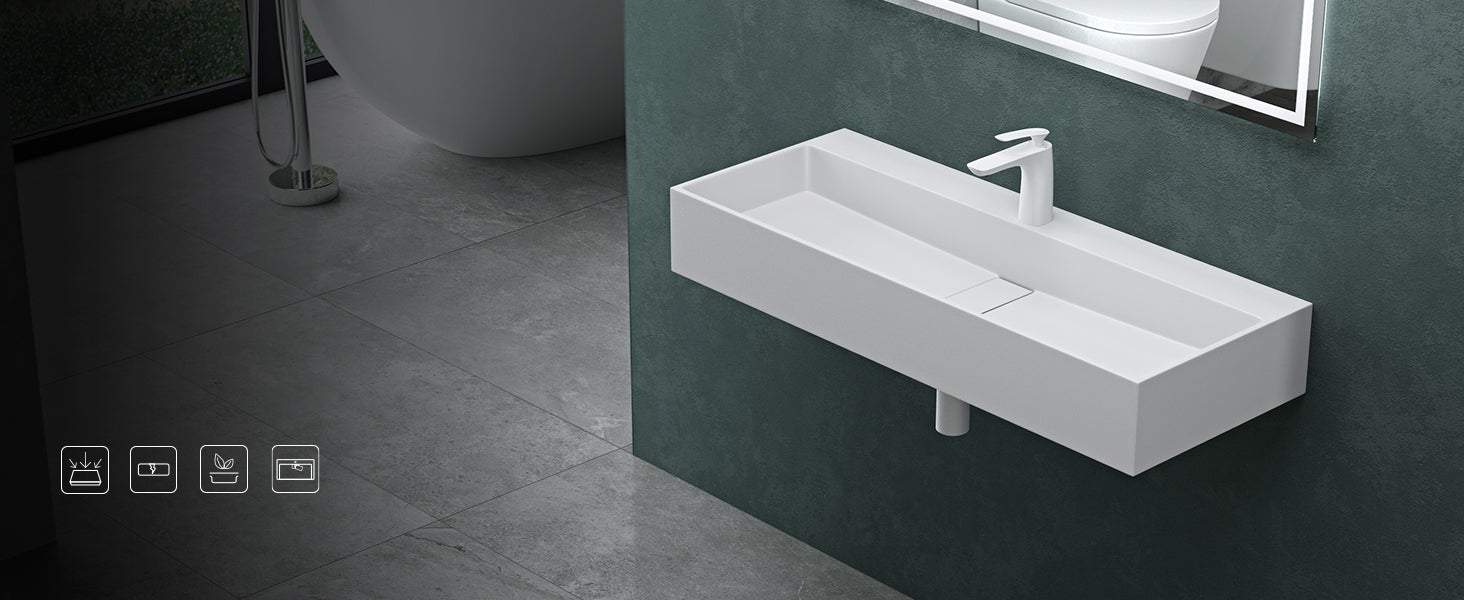 Lavabo Glasvilla Col6028 – Mineralguss con orificio para grifo, diseño y funcionalidad superior