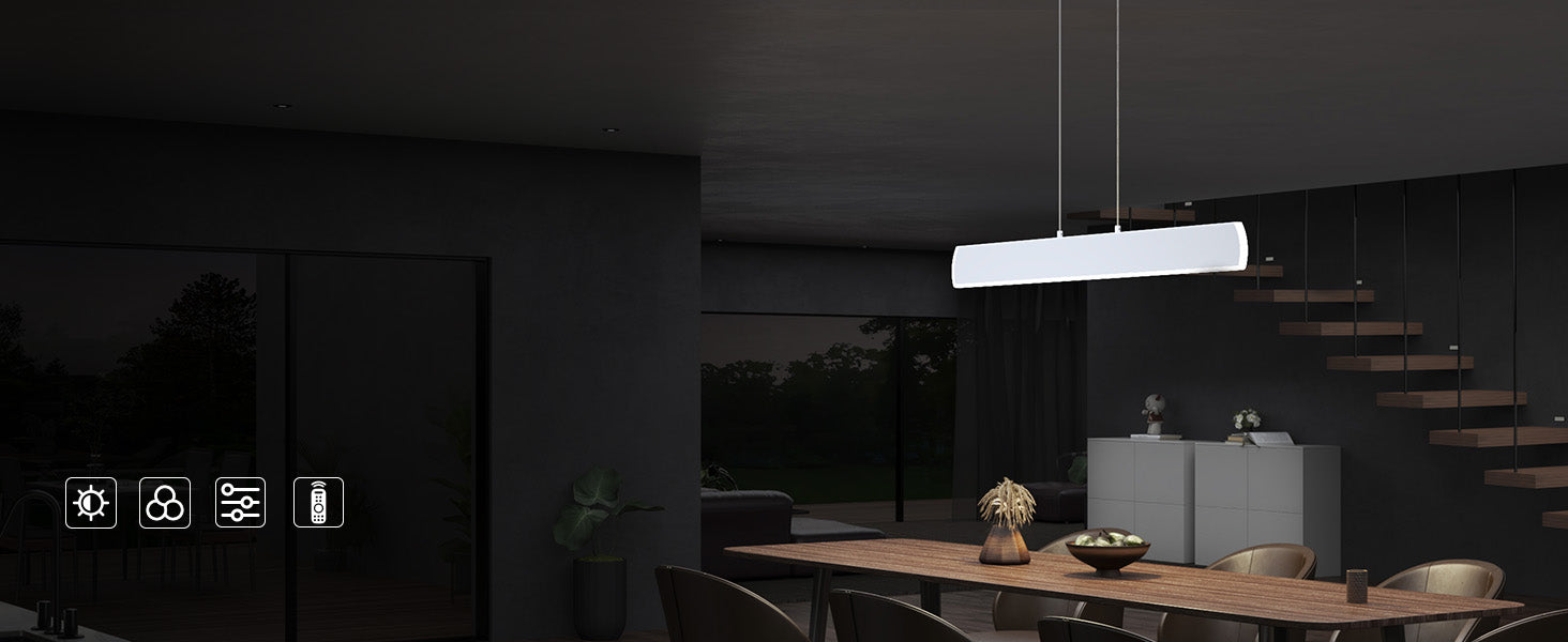 glasvilla Pendelleuchte 100cm LED Hängelampe Dimmbar mit Fernbedienung 3000K/4000K/6000K Verstellbares Kabel 20W Hängeleuchte Alivetta3730