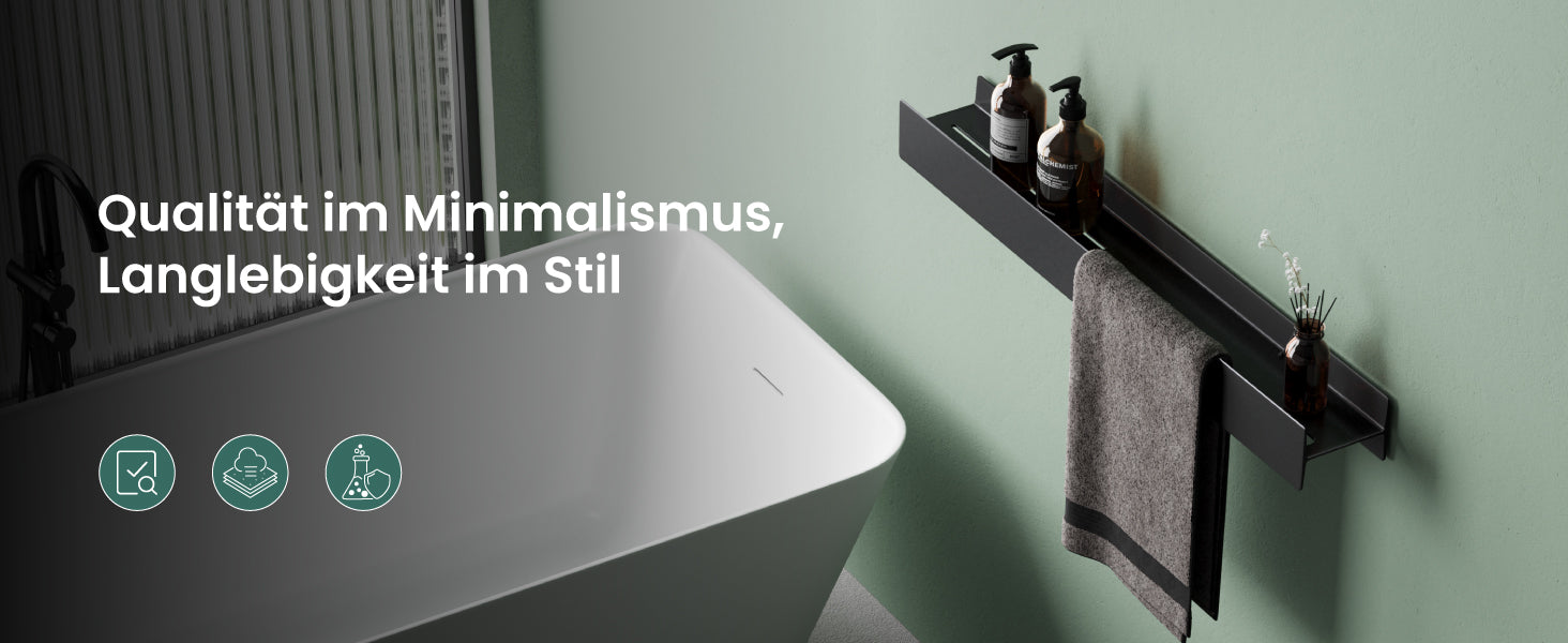 glasvilla Mensola da Parete Multifunzionale, Mensola per Doccia in Lega di Alluminio-Magnesio con Strato Antiruggine Mensola da Appendere per Bagno e Cucina, Rimovibile, Reglo-03
