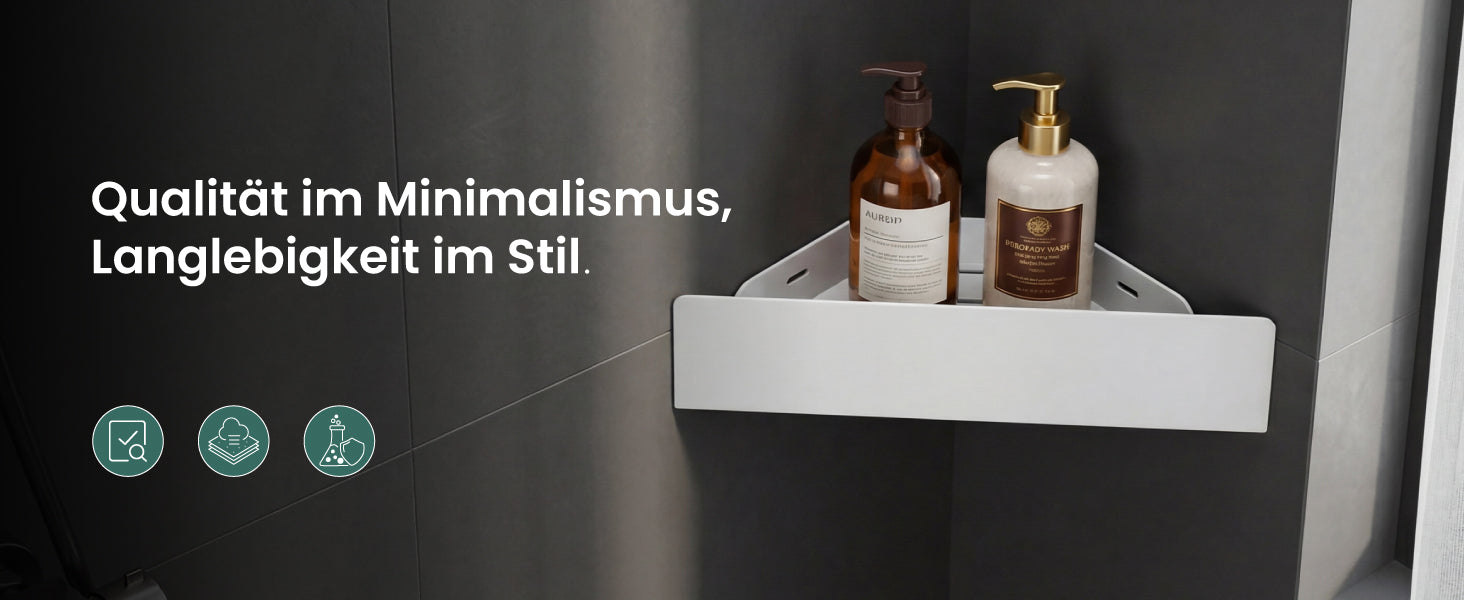 glasvilla Mensola Doccia Angolare in Acciaio al Carbonio, Antiruggine, Mensola Bagno Adesiva o con Foratura da Appendere per Shampoo Sapone Bagnoschiuma, Reglo-07