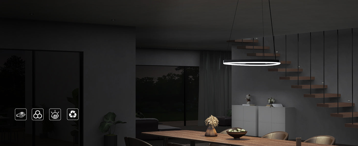 Glasvilla Design – Lámpara colgante LED 50 cm con diseño ondulado, regulable 3000K–6000K (16W)