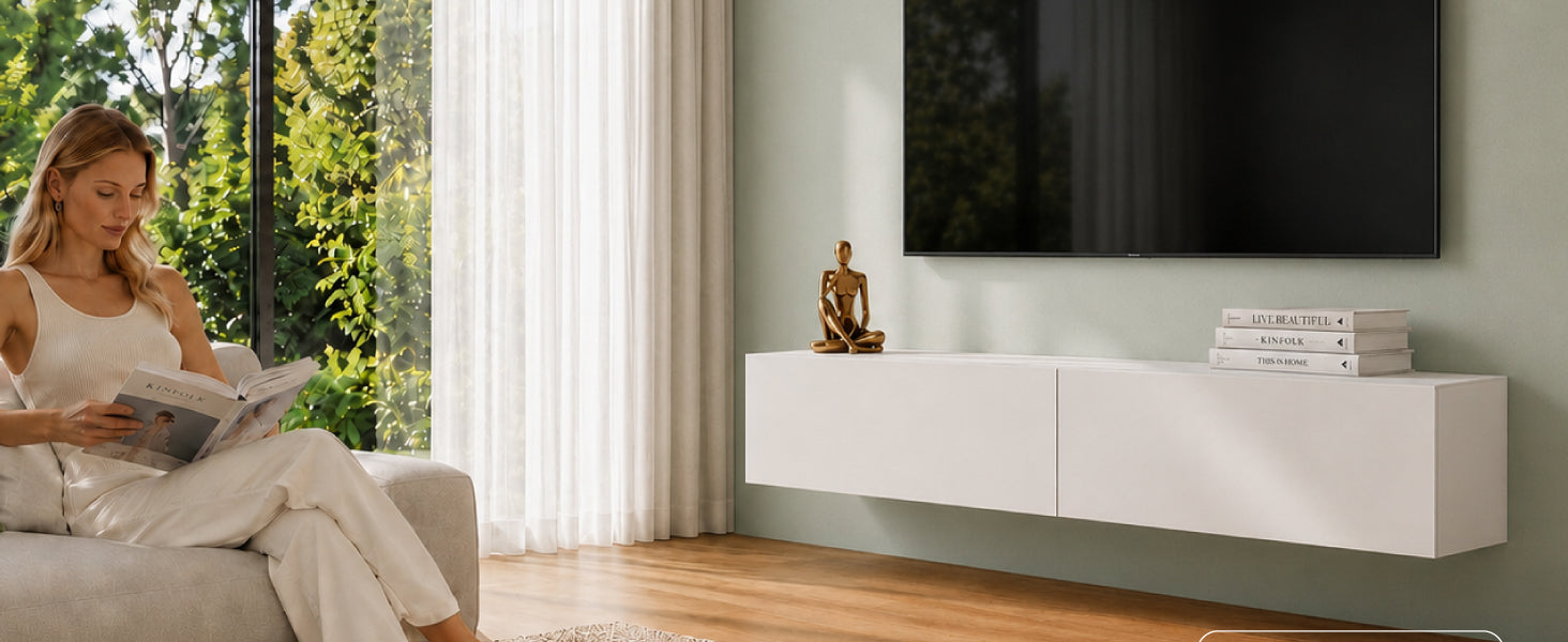 glasvilla Fernsehtisch Fernsehschrank TV Schrank Verdeckter Griff mit Soft-Close Lowboard Hängeschrank für Wohnzimmer Fernsehschrank02