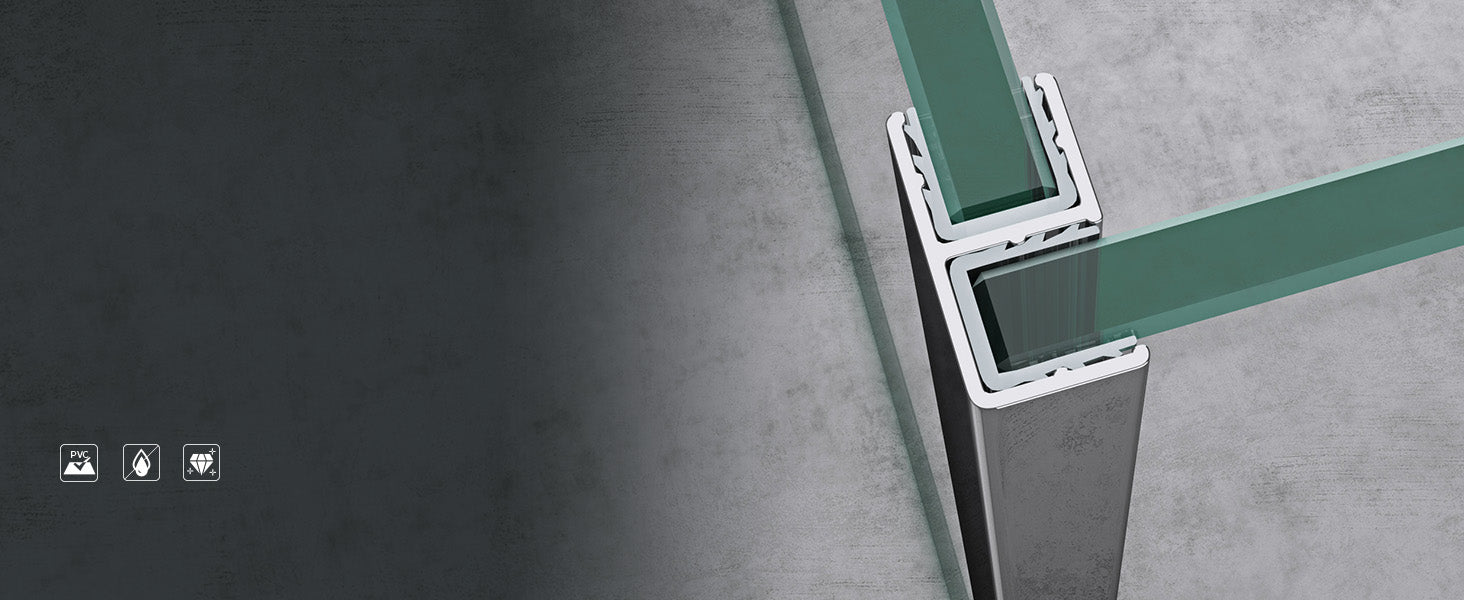 glasvilla Duschdichtung Dichtung Dusche Glastür für 6mm - 10mm Glasstärke Ersatzdichtung Duschwand Wanddichtung