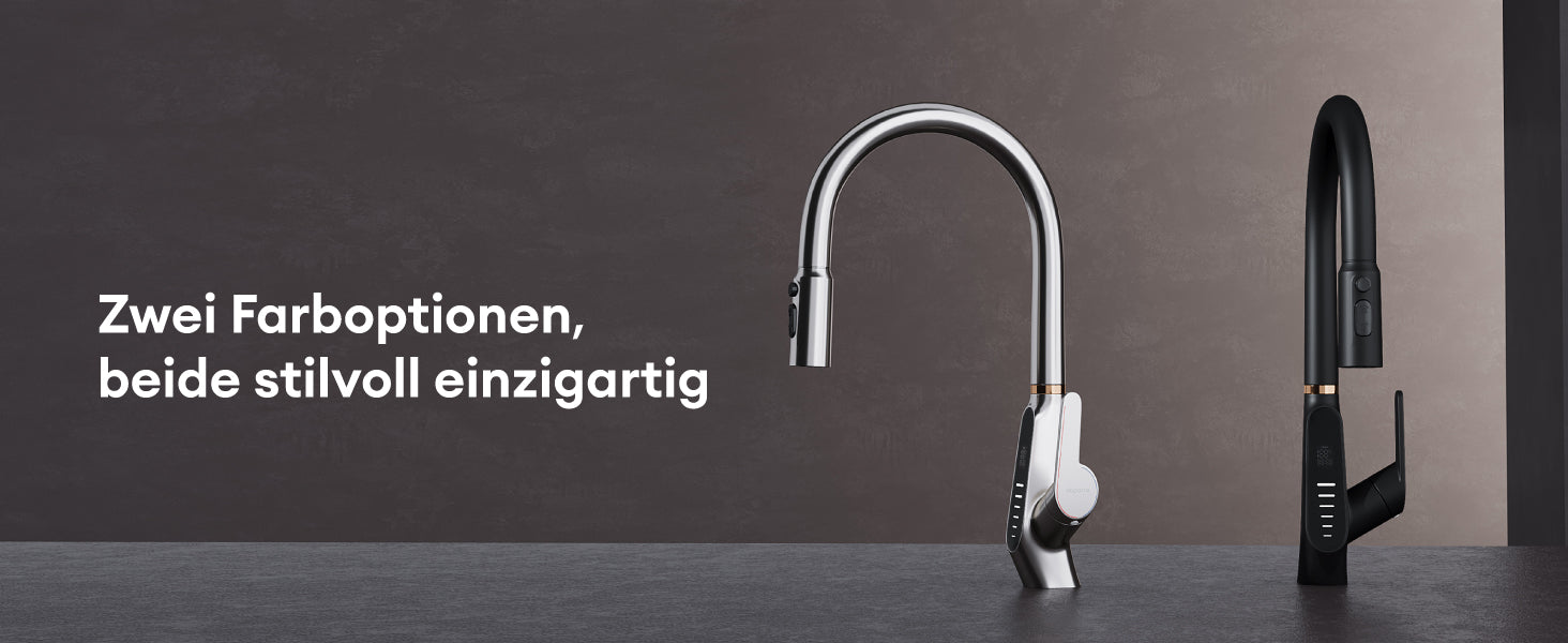 glasvilla Rubinetto da Cucina Estraibile con 3 Modalità e di Getto e Display digitale a LED Rubinetto per Lavello con Tubi e Accesorri Ruotabile a 360° MS-8085