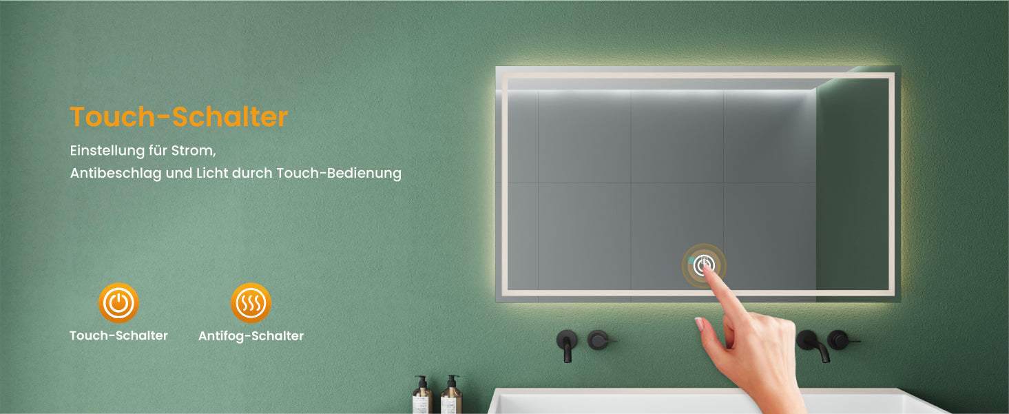 glasvilla Wandspiegel Badezimmer Spiegel LED Bad-Spiegel mit Touchschalter, Beschlagfrei durch Antifog-Schicht LED-Spiegel02  Nova-01