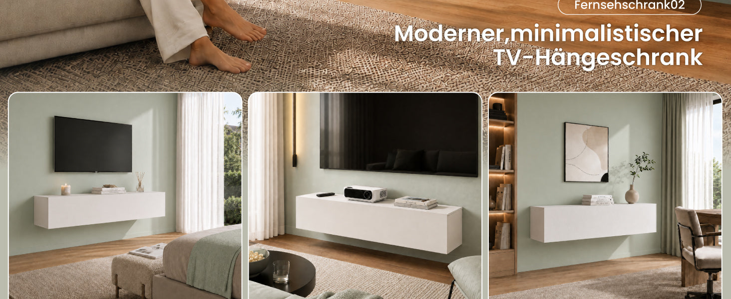 glasvilla Fernsehtisch Fernsehschrank TV Schrank Verdeckter Griff mit Soft-Close Lowboard Hängeschrank für Wohnzimmer Fernsehschrank02