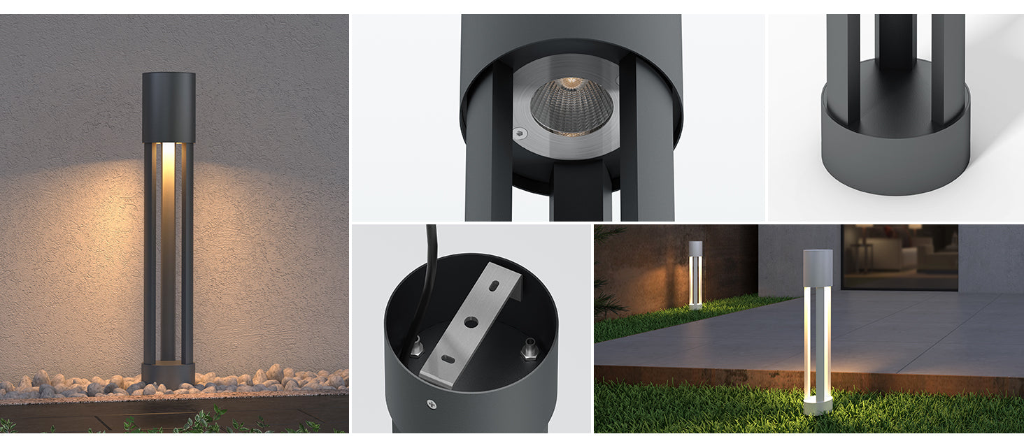 glasvilla Lampione da Giardino ⌀120xH700mm Luminoso da Giardino IP65 Lampada da Terra per Esterni 3000K Paletti Esterni 10W per Giardini, Parchi, Aree Residenziali e Ingressi NeoForge