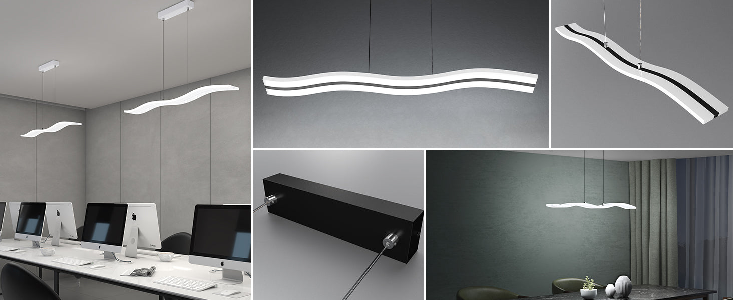 Glasvilla Design – Lámpara colgante LED 97 cm regulable con mando, 3000K–6000K, cable ajustable (36W)