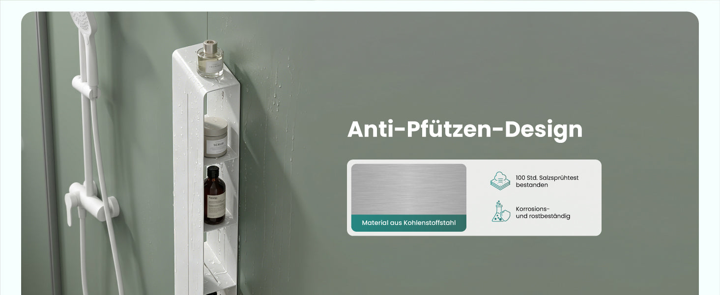 Glasvilla Duschregal mit 4 Ablagen, Duschablage schmal, Wandregal Shampoo Halterung für Dusche, Badezimmer Organizer  Reglo-16