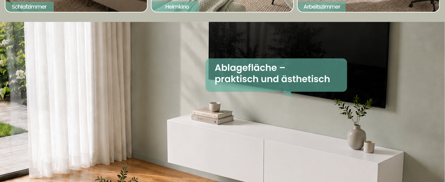 glasvilla Fernsehtisch Fernsehschrank TV Schrank Verdeckter Griff mit Soft-Close Lowboard Hängeschrank für Wohnzimmer Fernsehschrank02