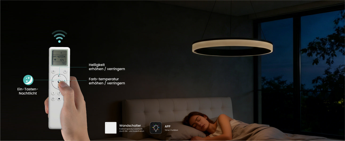 glasvilla Lampadario a Sospensione, Lampada 3000-6000K con Filo 110 CM, Altezza Regolabile, Lampada da Soffitto a Sospensione per Camera da Letto e Soggiorno, Luvina02
