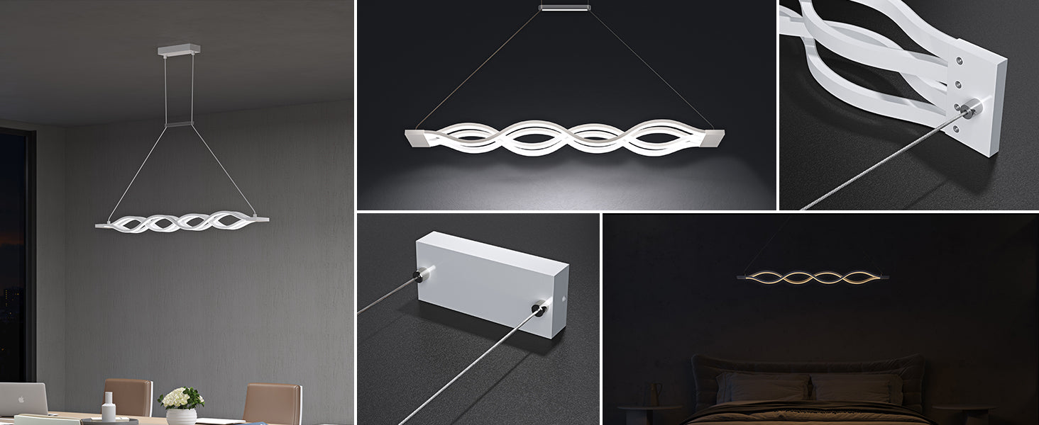 Glasvilla Design – Lámpara colgante LED blanca 106 cm regulable con mando a distancia, 3000K–6000K (60W)