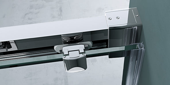 glasvilla Puerta de ducha Puerta de nicho ducha Separación de ducha Cromo y Negro Cabina de ducha Puerta corredera de nicho 6mm vidrio de seguridad ESG incl. Soft-Close Teramo12K