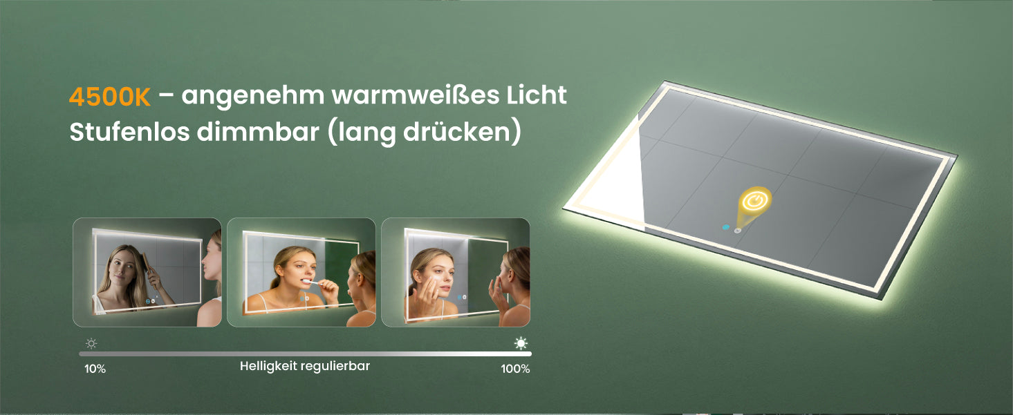 glasvilla Wandspiegel Badezimmer Spiegel LED Bad-Spiegel mit Touchschalter, Beschlagfrei durch Antifog-Schicht LED-Spiegel02  Nova-01